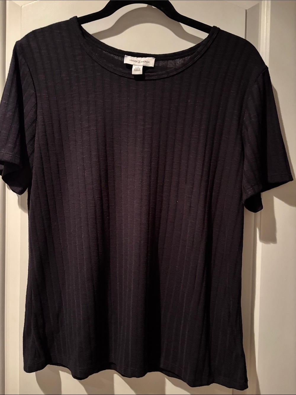 Vintage America Black Ribbed Short-Sleeve Crewneck Tee